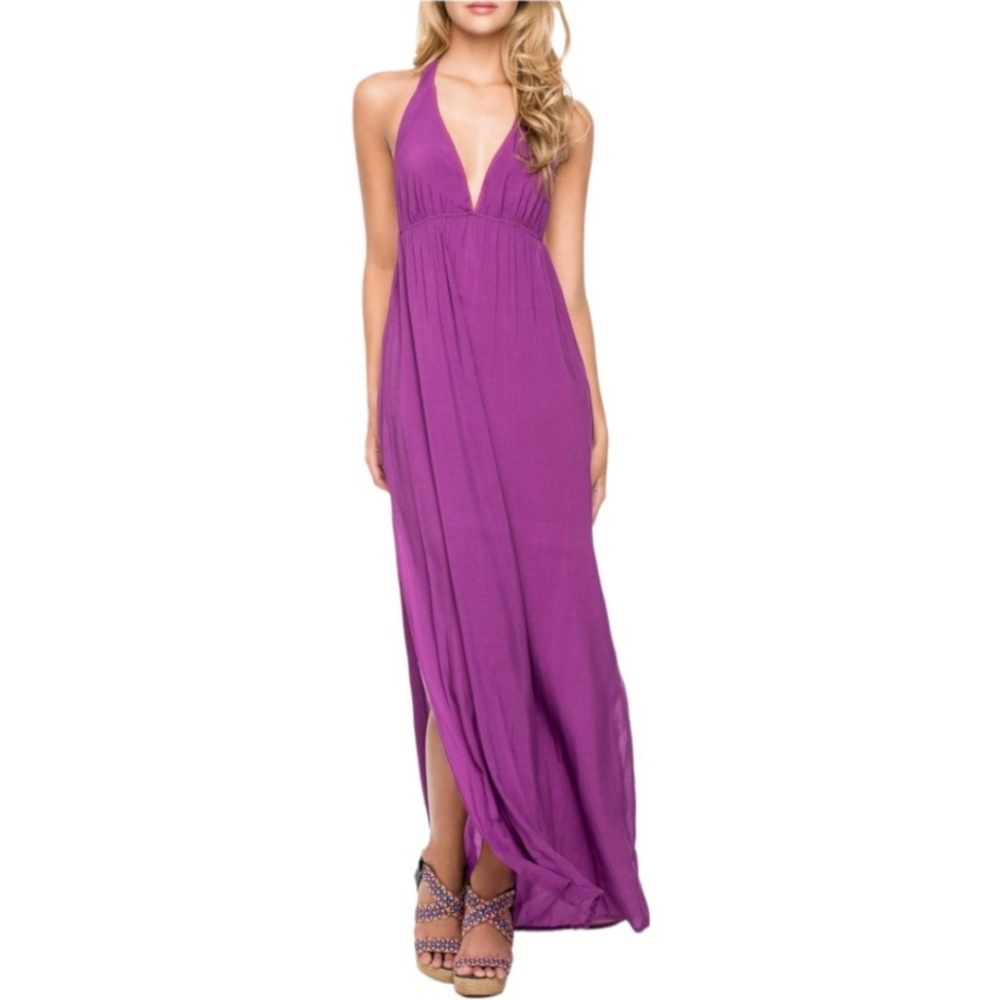 OndadeMar maxi halter dress, Desert Mist purple, v-neck, boho/hippie style Small